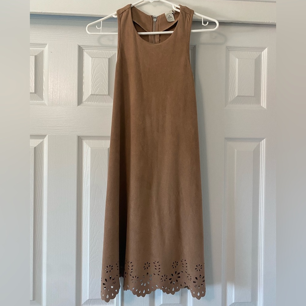 Paper Crane Faux Suede Eyelet Dress